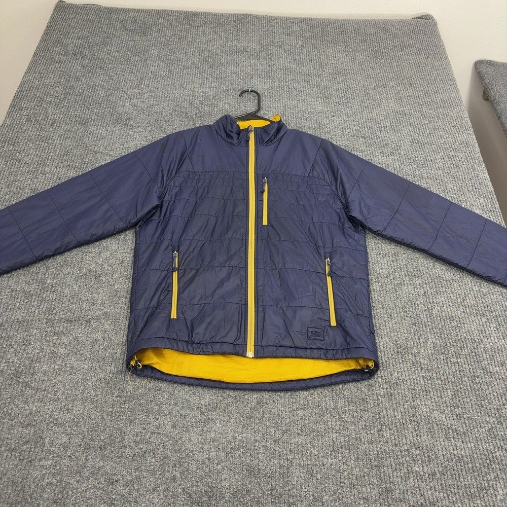 REI Jacket‎ Mens S Blue Polyester Puffer Quilted Full Zip Outdoor Gorpcore